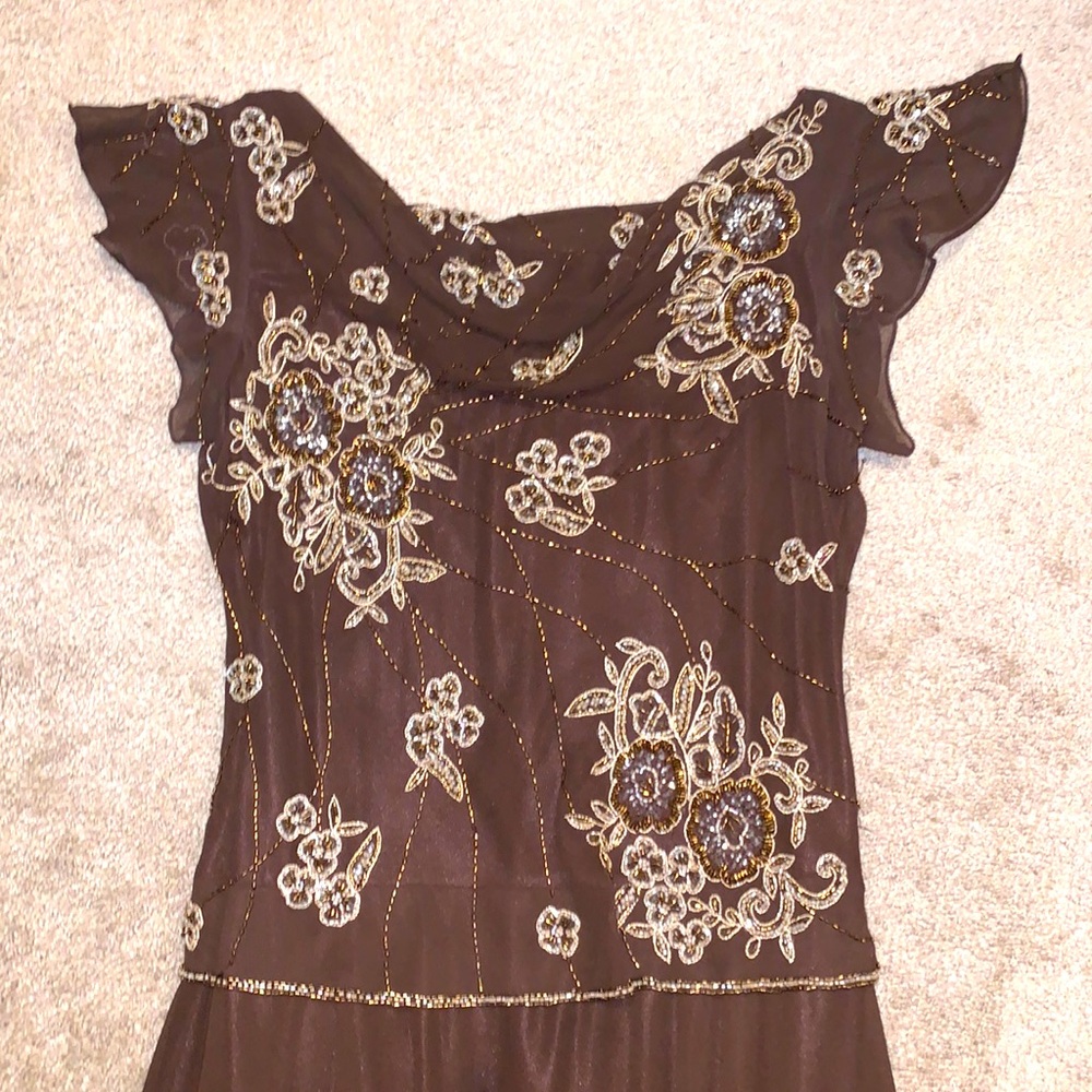 VTG Chocolate Beaded Gown